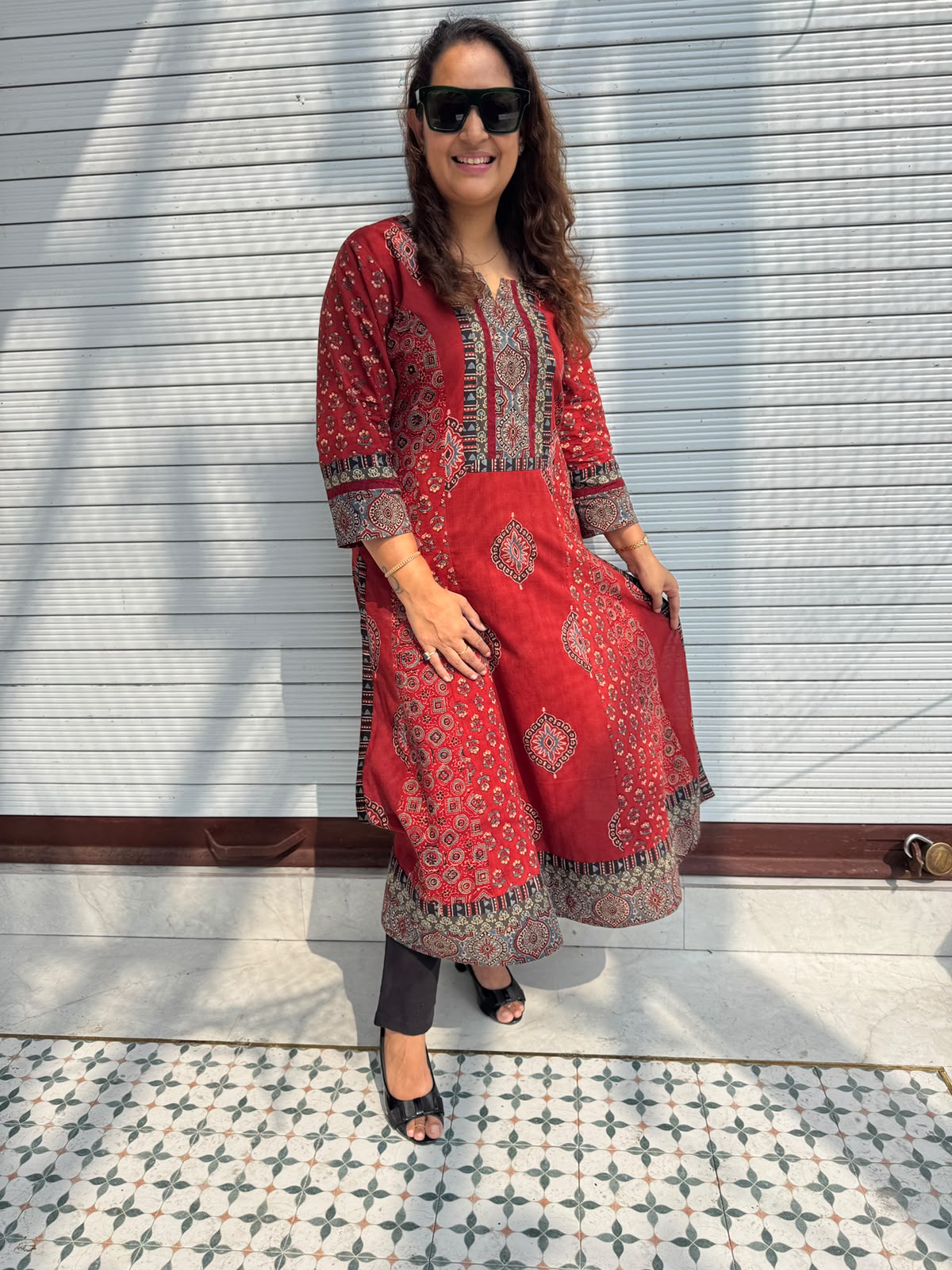 Natural-Dyed Ajrakh Hand Block Printed Kurta