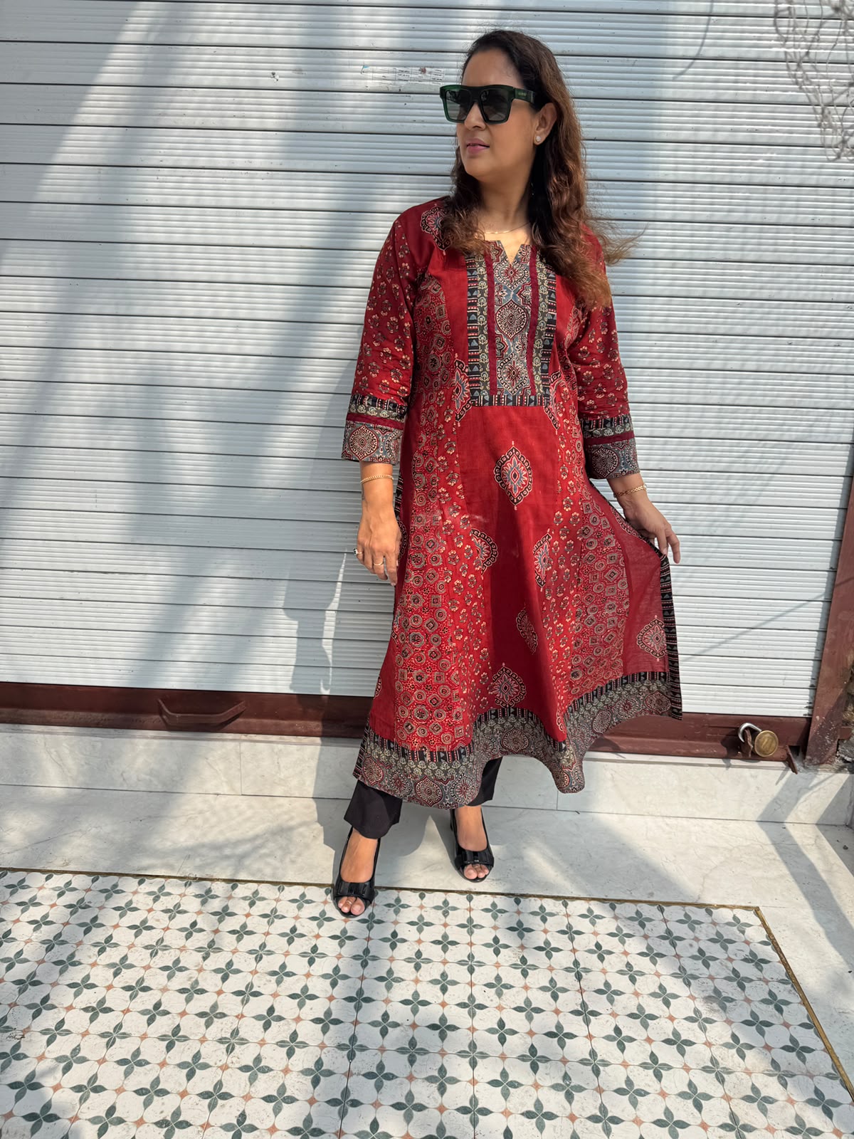 Natural-Dyed Ajrakh Hand Block Printed Kurta