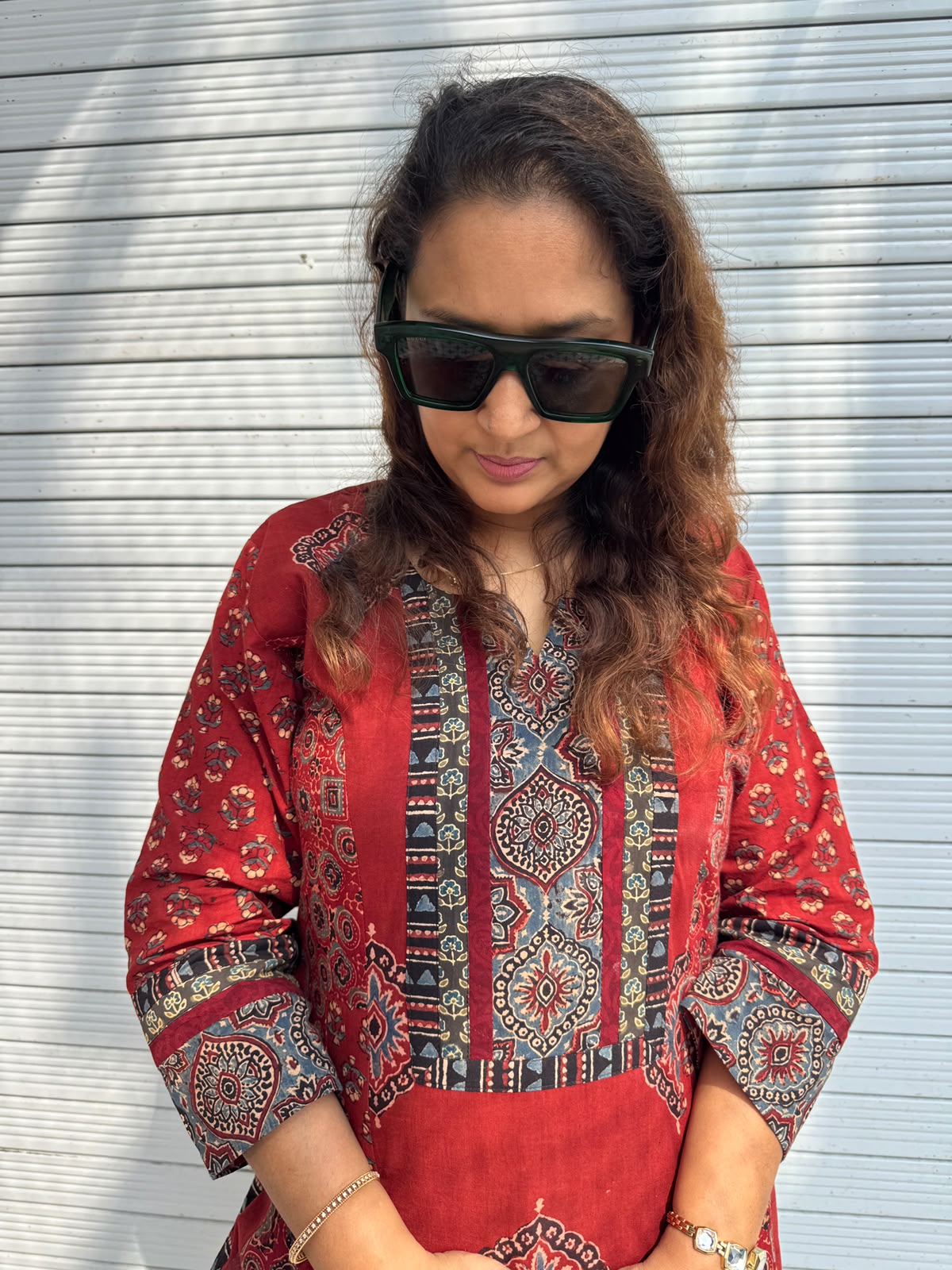 Natural-Dyed Ajrakh Hand Block Printed Kurta
